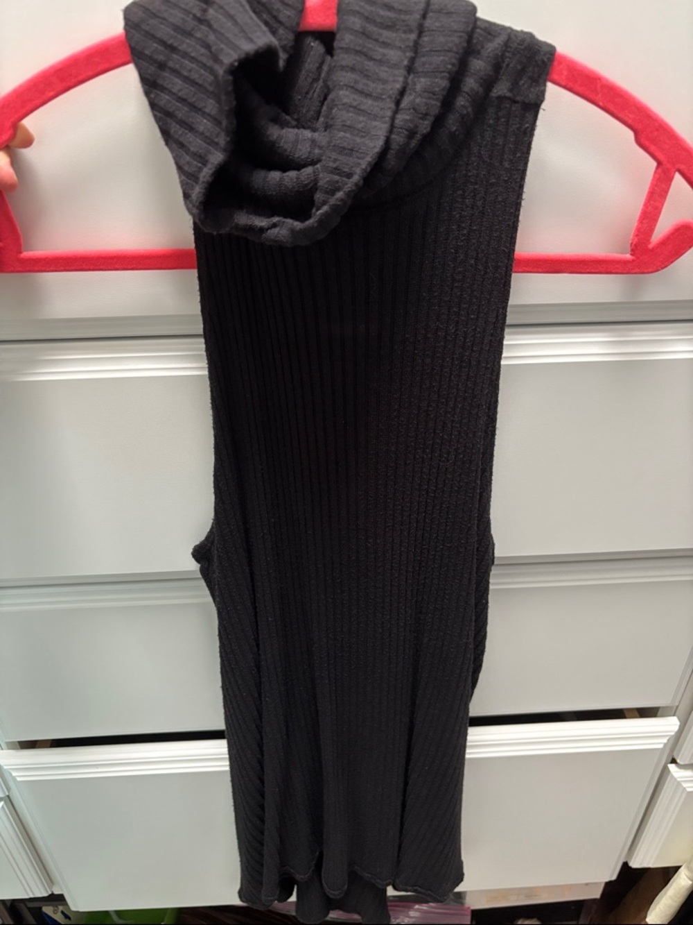 Free People Black Ribbed Sleeveless Turtleneck Tunic